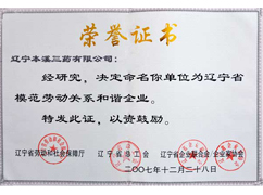 遼寧省模范勞動關(guān)系企業(yè)